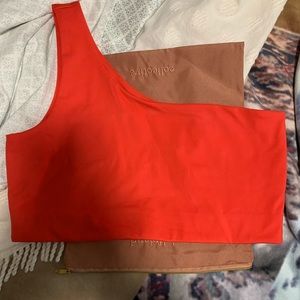 Girlfriend collective one shoulder sports bra